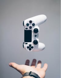 a game pad on a hand